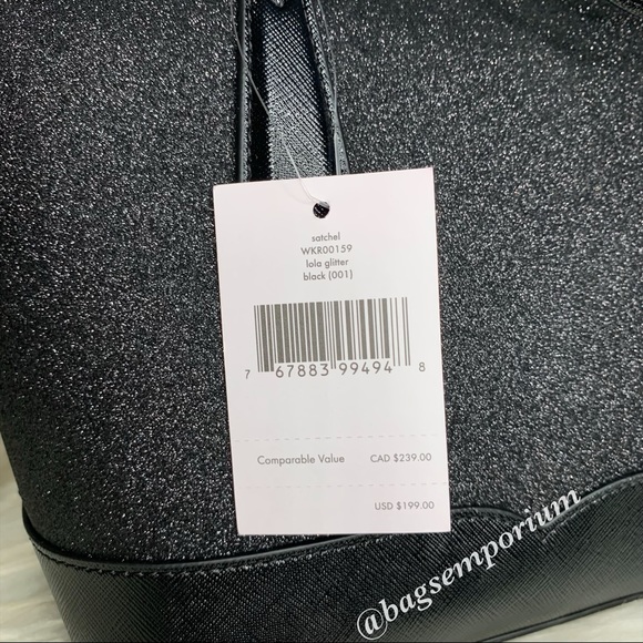 Kate Spade Black Glitter Satchel Crossbody Bag - Picture 9 of 9